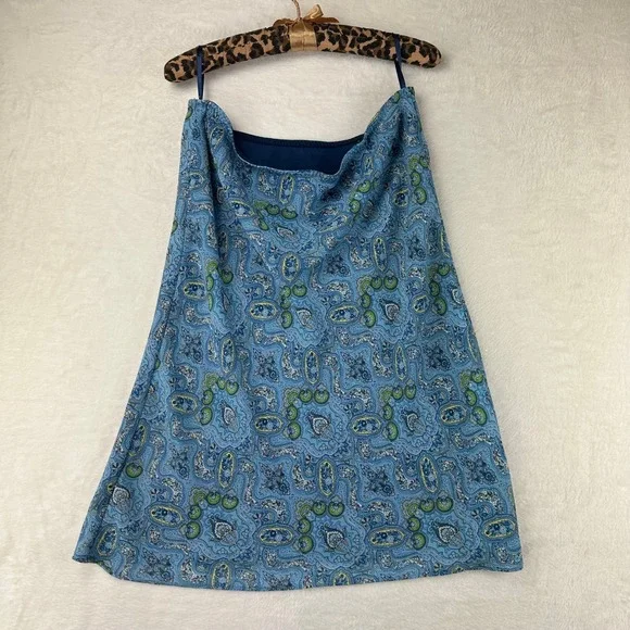 Gap Midi Skirt Womens 4 Blue Paisley A-Line High Rise VTG Summer 03' Y2K - Picture 5 of 9